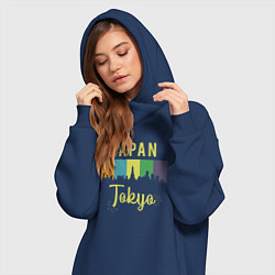 Женское худи-платье Токио Япония, цвет: тёмно-синий — фото 2