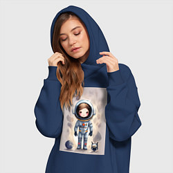 Женское худи-платье Милый маленький космонавт - нейросеть, цвет: тёмно-синий — фото 2
