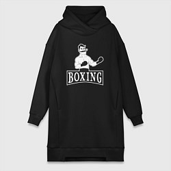 Женское худи-платье Boxing man, цвет: черный