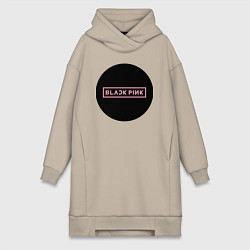 Женское худи-платье Black pink - logotype - group - South Korea, цвет: миндальный