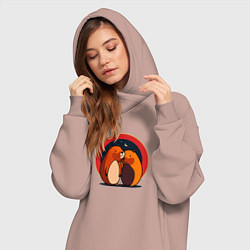 Женское худи-платье Капибары и любовь, цвет: пыльно-розовый — фото 2