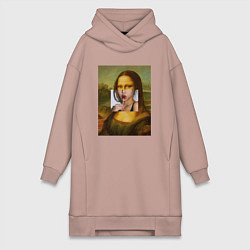 Женское худи-платье Лиза с чупа чупсом, цвет: пыльно-розовый