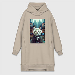 Женское худи-платье A street kitten is a resident of a metropolis, цвет: миндальный