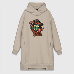 Женское худи-платье Зомби-пират с крюком, цвет: миндальный