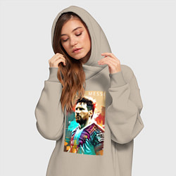 Женское худи-платье Lionel Messi - football - striker, цвет: миндальный — фото 2