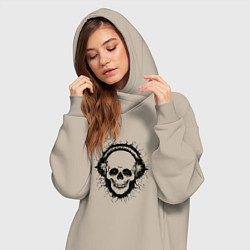 Женское худи-платье Смеющийся череп, цвет: миндальный — фото 2