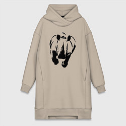 Женское худи-платье Носорог атакует, цвет: миндальный