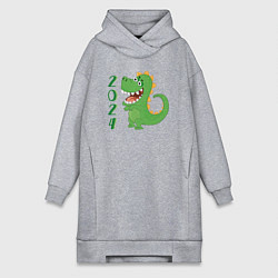 Женская толстовка-платье Дракон зеленый 2024