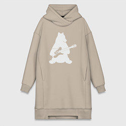 Женская толстовка-платье Мишутка с гитарой