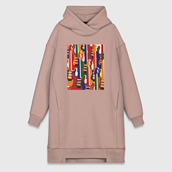 Женское худи-платье Цветные гитары, цвет: пыльно-розовый
