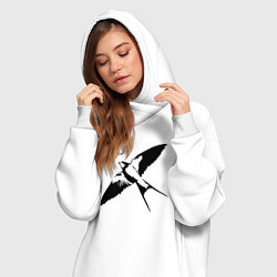 Женское худи-платье Ласточка парит трафарет, цвет: белый — фото 2