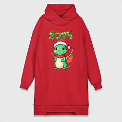 Женское худи-платье Милый дракончик 2024, цвет: красный