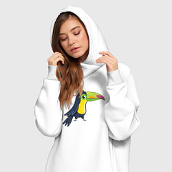 Женское худи-платье Птичка тукан, цвет: белый — фото 2