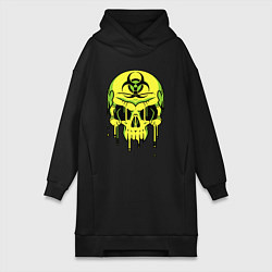 Женское худи-платье Biohazard skull, цвет: черный