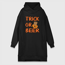 Женское худи-платье Trick or beer, цвет: черный