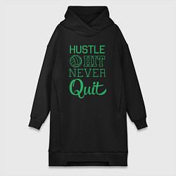 Женское худи-платье Hustle hit never quit, цвет: черный
