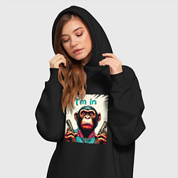 Женское худи-платье Обезьяна в деле, цвет: черный — фото 2