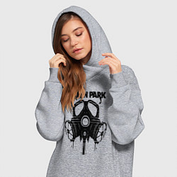 Женское худи-платье Linkin Park - gas mask, цвет: меланж — фото 2