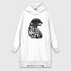 Женская толстовка-платье Цветочная выдра