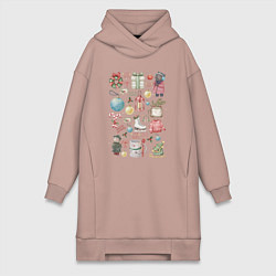 Женская толстовка-платье Новогодние зарисовки