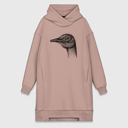 Женская толстовка-платье Страус профиль
