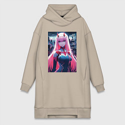 Женское худи-платье Darling in the Franxx - zero two - ai art, цвет: миндальный