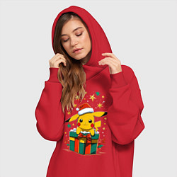 Женское худи-платье Новогодний пика-пика, цвет: красный — фото 2