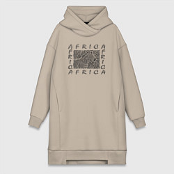 Женское худи-платье Зебра из Африки, цвет: миндальный