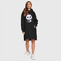 Женское худи-платье Панда с мячиком, цвет: черный — фото 2