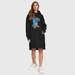 Женское худи-платье Попугайчик, цвет: черный — фото 2