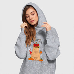 Женское худи-платье Король капибара: я прелесть, цвет: меланж — фото 2