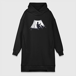 Женская толстовка-платье Поход с котом