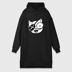 Женское худи-платье Пират кот, цвет: черный