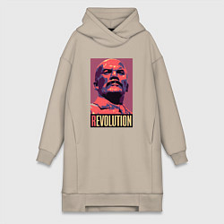 Женское худи-платье Lenin revolution, цвет: миндальный