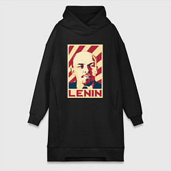 Женское худи-платье Vladimir Lenin, цвет: черный