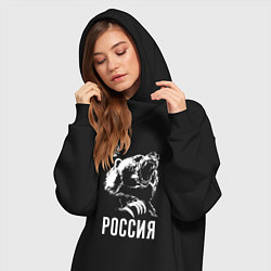 Женское худи-платье Русский медведь, цвет: черный — фото 2