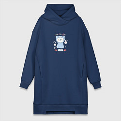 Женское худи-платье Котик и рыбки, цвет: тёмно-синий