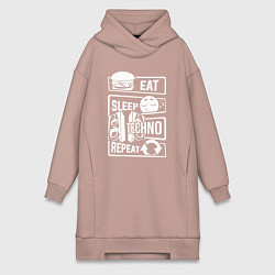 Женская толстовка-платье Еда сон техно