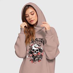Женское худи-платье Bring Me the Horizon - A skull with roses, цвет: пыльно-розовый — фото 2