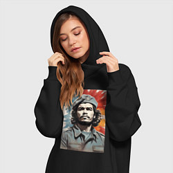 Женское худи-платье Портрет Че Гевара, цвет: черный — фото 2