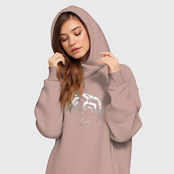Женское худи-платье Голова ревущего медведя, цвет: пыльно-розовый — фото 2