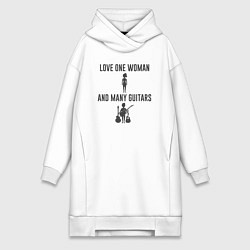Женская толстовка-платье Люблю одну девушку и много гитар