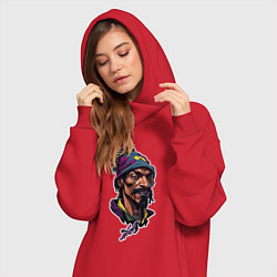 Женское худи-платье Snoop dogg head, цвет: красный — фото 2