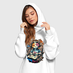 Женское худи-платье Котейка геймер, цвет: белый — фото 2