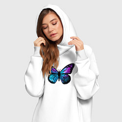 Женское худи-платье Космическая бабочка, цвет: белый — фото 2
