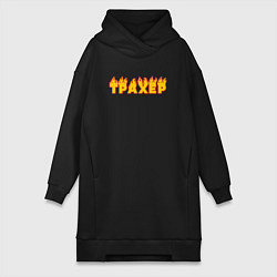 Женское худи-платье Трахер - пикапер, цвет: черный