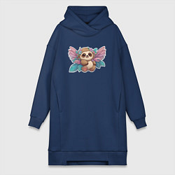 Женское худи-платье Малыш ленивец, цвет: тёмно-синий