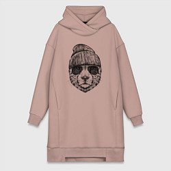 Женское худи-платье Ягуар хипстер, цвет: пыльно-розовый