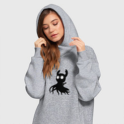 Женское худи-платье Hollow Knight - маленький призрак, цвет: меланж — фото 2