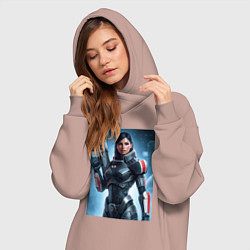 Женское худи-платье Mass Effect -N7 armor, цвет: пыльно-розовый — фото 2
